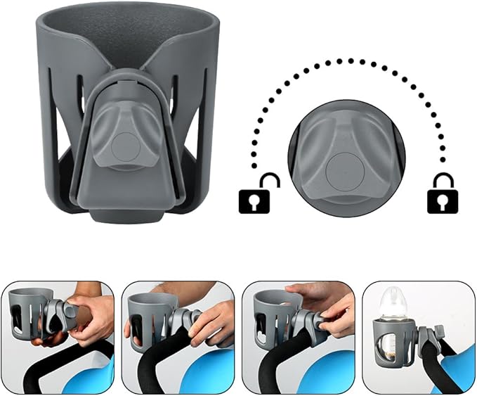 Accmor Stroller Cup Holder, Universal Cup Holder for Walker Wheelchair Bike, 360° Rotatable Stroller Cup Holder Attachment Accessories for Walker, Wheelchair, Scooter