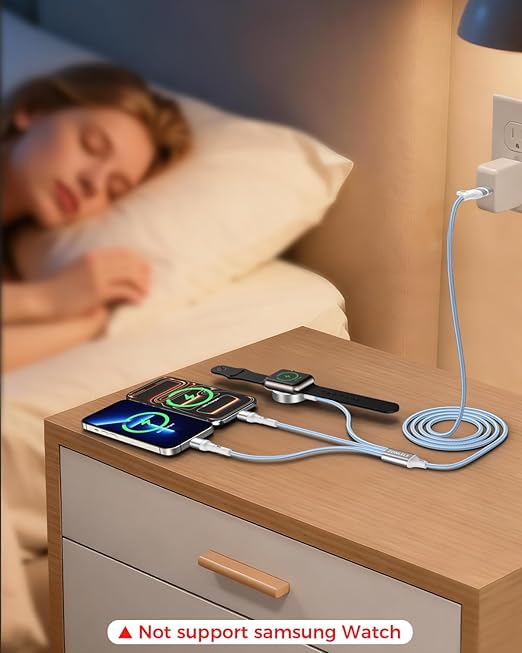 Blue Travel Essentials for Apple Watch Charger,Multi Charging Cable for iPhone 17,iWatch Charger USB C Cord,Car Cruise RV Camping Essentials 2026 for iWatch Ultra/11&iPhone 16/15, Xbox One Cables
