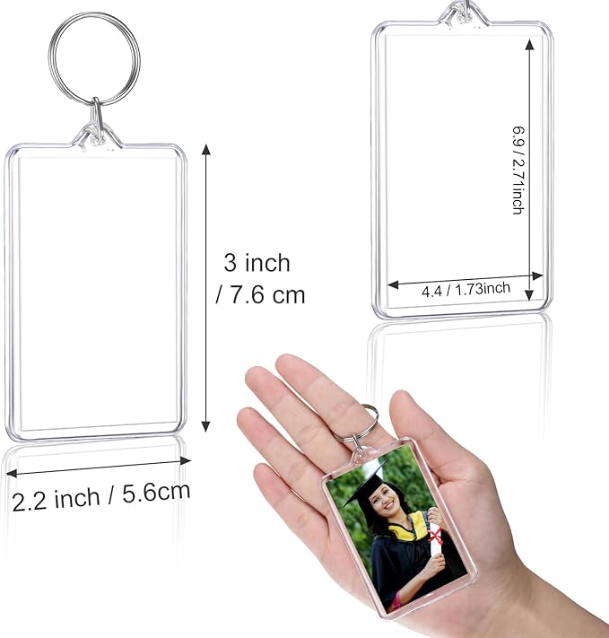 Yaomiao Acrylic Photo Frame Keychain Holder Photo Picture Insert Blank Keyring for DIY Craft
