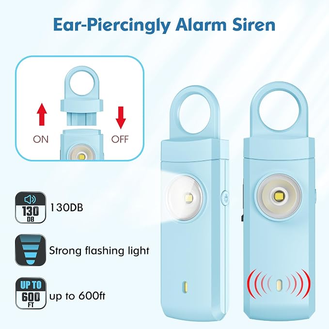 Rechargeable Personal Alarm for Women - Christmas Birthday Gifts for Women, Daughter, College Student, Teen Girl, Elders, Kids, Siren Alarm, Safety Keychain, USB Charging, Pink