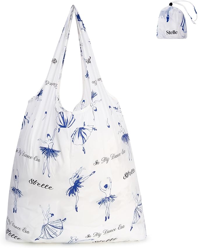 Stelle Lightweight Reusable Grocery Bag with Handles Ripstop Nylon Foldable Tote Shopping Bags for Travel and Groceries
