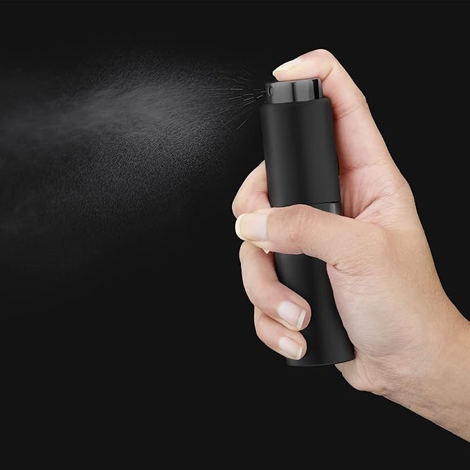 Cologne Travel Bottle 20ml - Large Size Perfume Atomizer Refillable for Men - Pocket Empty Fragrance Sprayer for Refill - 0.67oz Portable Twist Spray Sample Container for Purse Black 2PCS