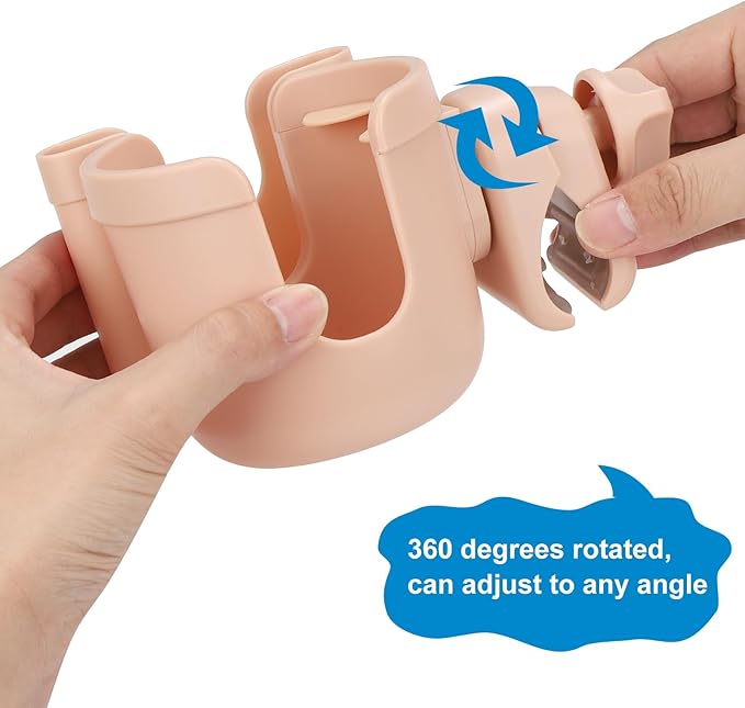 Accmor Stroller Cup Holder with Phone Holder, Bike Cup Holder, Universal Cup Holder for Uppababy Nuna Doona Strollers, 2-in-1 Cup Holder for Walker, Wheelchair, Scooter