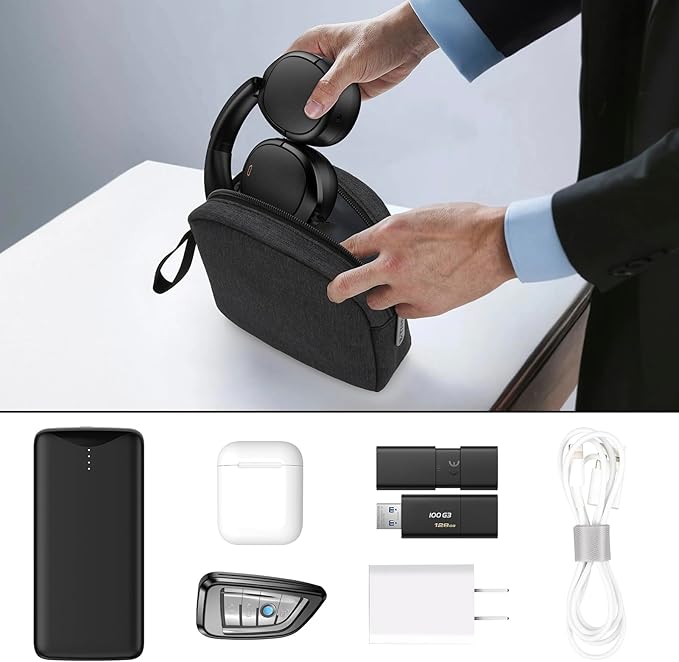 E-Tree Soft Headphone Case Bag for JBL Tune 510BT/520BT/500BT/720BT/Sony WH-CH520/510/720/710/BERIBES/SoundCore Q20/30/TOZO/KVIDIO/JLab/Bose, Travel Electronic Accessories Organizer (Black)