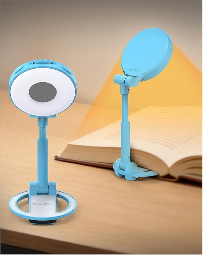 Book Light for Bed Reading at Night - 18 LED Bookmark Clip on Light with Timer, Memory, 3 Colors Dimmable Travel Camping Lamp for Kids, Boys, Outdoor Campers, Pocket-Size, Blue