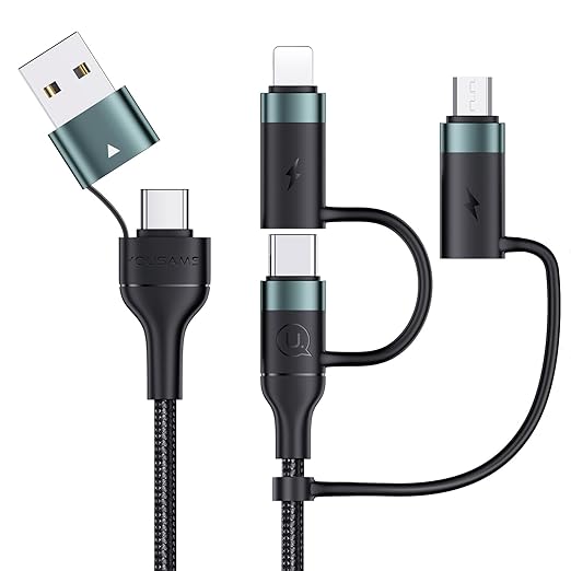 PD 60W USB C Multi Fast Charging Cable Nylon Braided Cord 5-in-1 3A USB/C to Type C/Micro/Phone Fast Sync Charger Adapter Compatible with Laptop/Tablet/Phone