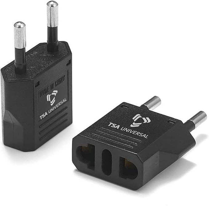 United States to Greece Travel Power Adapter to Connect North American Electrical Plugs to Greek Outlets for Cell Phones, Tablets, Laptops, eReaders, and More (2-Pack, Black)