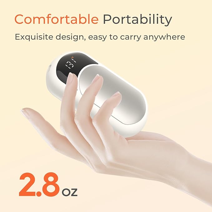 Electric Hand Warmers Rechargeable, 104–131°F with Temp & Battery Display, 3 Heat Levels, Fast Heating, Smart Temp Control, Pocket-Size, Fits in Gloves, Gifts for Women & Men