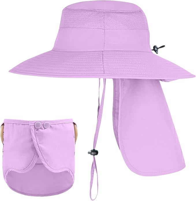 Sun Hats for Men Women Fishing Hat UPF 50+ Breathable Wide Brim Bucket Hats Summer UV Protection Safari Hat with Neck Flap
