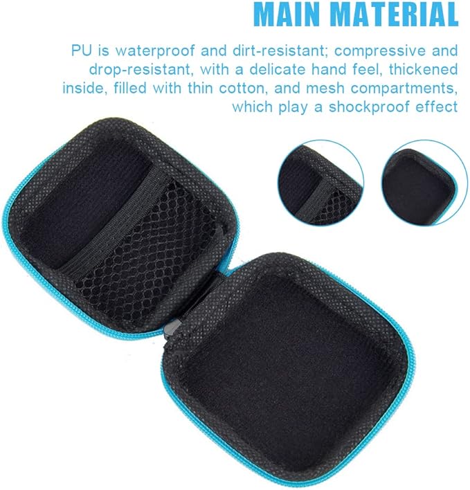 6Pcs Earphone Case, Earbud Case Portable Earphone Pouch Mini Square Pocket Earbuds Carrying Cases Storage Bag Cell Phone Accessories Organizer for Earphones,USB Cable, Memory Card