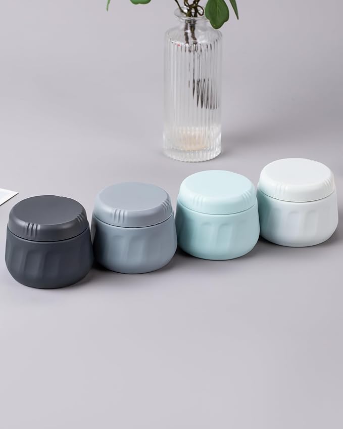 Mrsdry Travel Containers for Toiletries, TSA Approved Travel Size Toiletries 4 Pack, Refillable Containers, With Clear Bag, Leak Proof Silicone Jars, Essentials Creams Jars Carrying Small Items