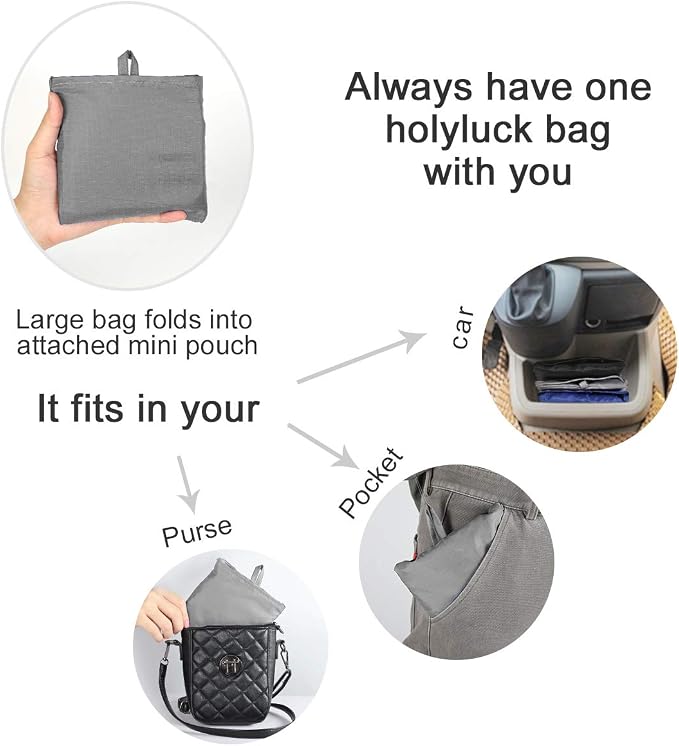 HOLYLUCK Reusable Grocery Bags,Heavy Duty Foldable Shopping Tote Bag (Extra Large, 3 Large Grey)