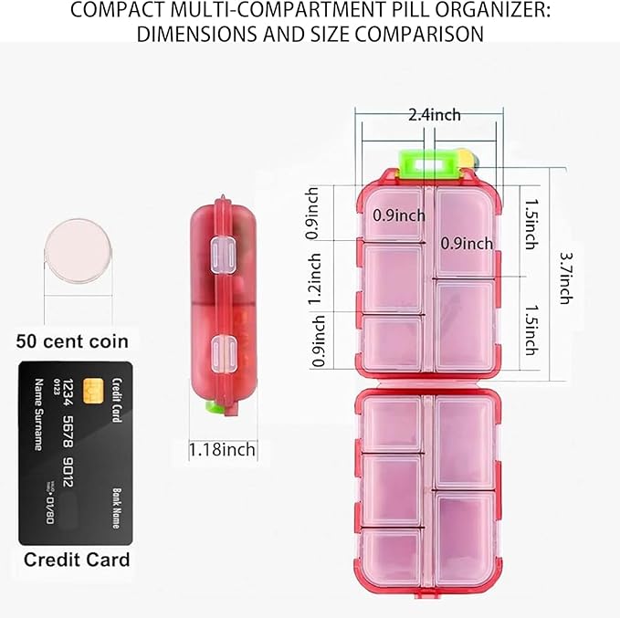 Pill Organizer with Medicine Labels Travel Daily Pill Container Mini Medication Organizer Storage Pill Organizer Travel Essentials Pill Case 7 Day (Grey & 161 Lables)