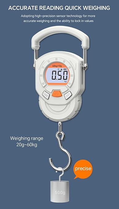 Klau Portable 60 kg / 120 lb Heavy Duty Luggage Scale Hanging Scales with Wide Handle Gray for Home Farm Hunting Outdoor