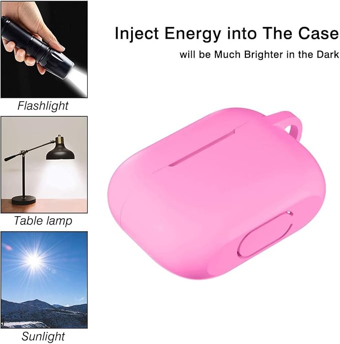 Lerobo Designed for AirPods Pro 2 Case Cover, Night Glow Full Protective Silicone Cover Compatible with Airpod Pro Case with Keychain,Front LED Visible,Nightglow Purple