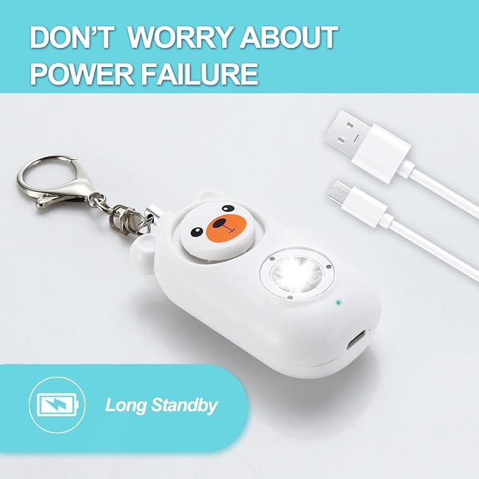 130dB Rechargable Personal Safety Alarm for Women, Safe Alarm Protection Keychain with Strobe Light, Security Siren Self Defense for Students, Girls