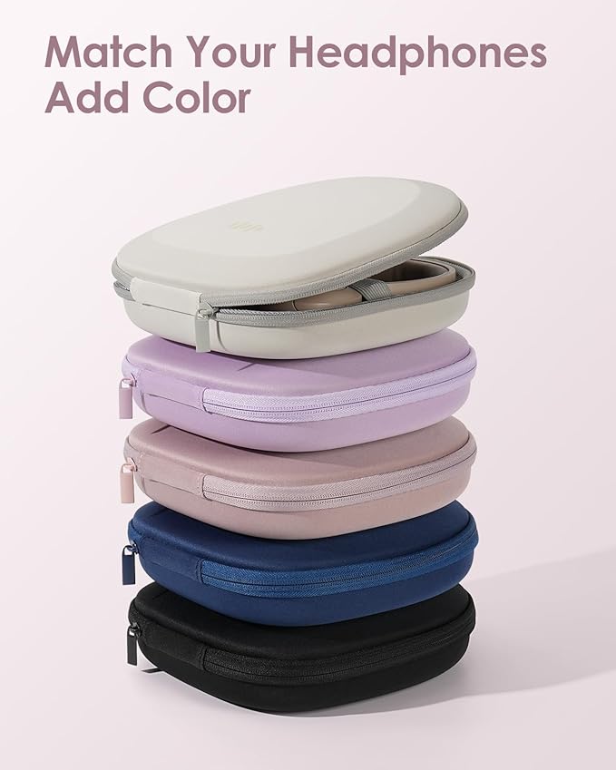 Headphone Case Hard Shell Super-Slim for Sony/JBL/Bose/Soundcore Anker/BERIBES KVIDIO TOZO JLab Over-Ear Headphones Universal Portable Travel Organizer Bag (Pink)