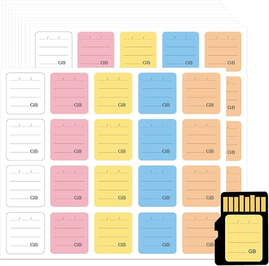 200PCS SD Card Labels, Stick-On Camera Memory Card Labels for Photographers,Multi-Color Stickers for SD Cards Classcification and Storage, Self-adhesive, Writable(0.98"x0.78")