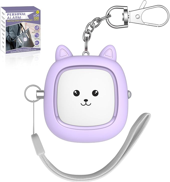 Safe Sound Personal Alarm, 130 dB Loud Siren Song Emergency Security Alarm Keychain with LED Light, Personal Sound Safety Siren for Women, Men, Children, Elderly(Purple)