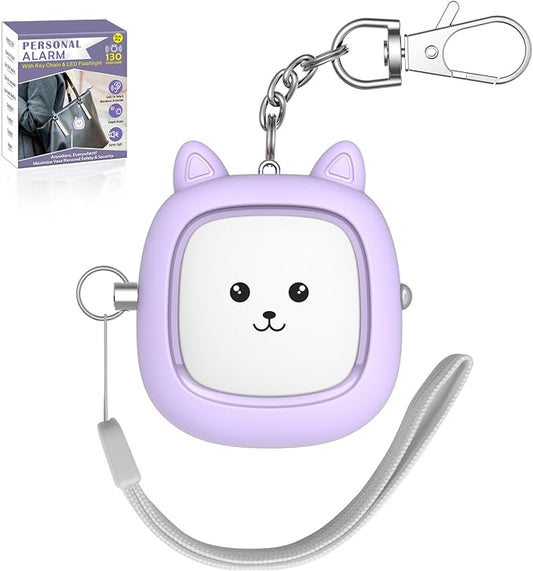 Safe Sound Personal Alarm, 130 dB Loud Siren Song Emergency Security Alarm Keychain with LED Light, Personal Sound Safety Siren for Women, Men, Children, Elderly(Purple)
