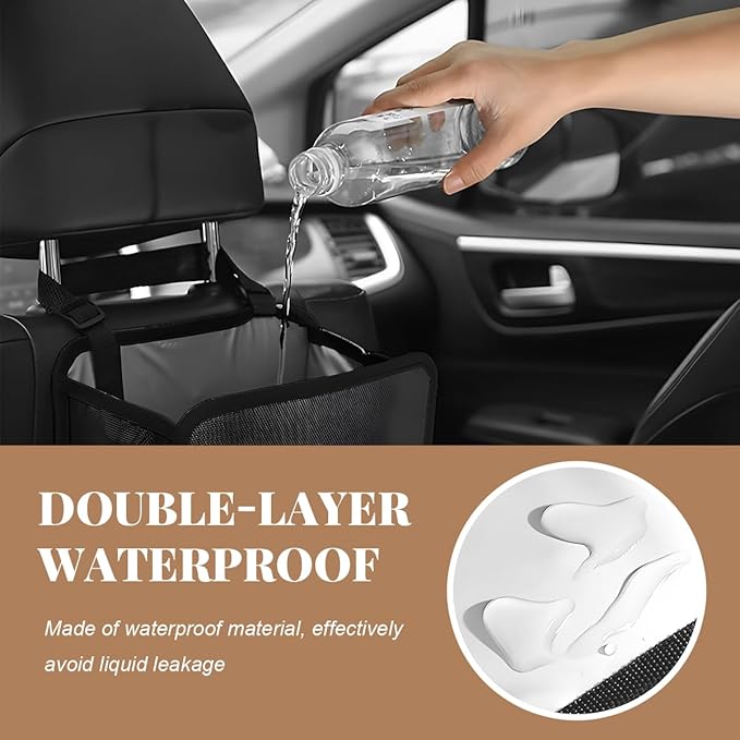 Car Trash Can, Bling Rhinestone Crystal Waterproof Hanging Garbage Bag for Car Interior, Oxford Leakproof Foldable Waste Organizer Trash Bin Universal for Most Vehicles (Black)