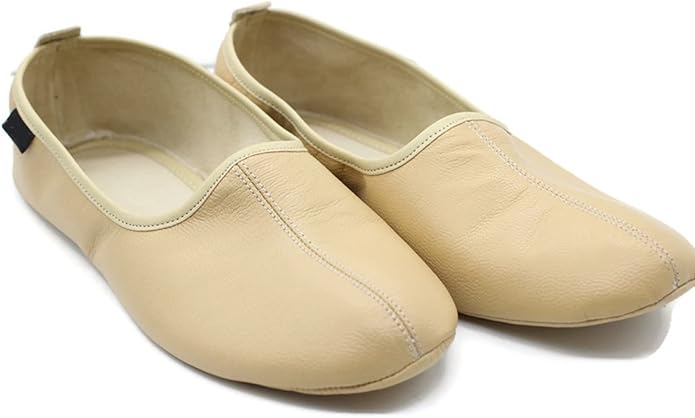 Womens Indoor Leather Slippers Traditional Babouche House Shoes Barefoot Moccasin