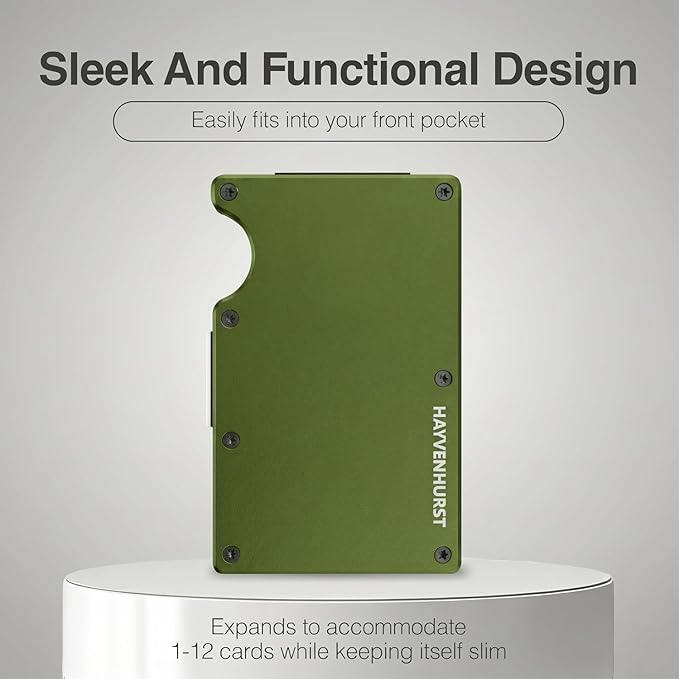 Hayvenhurst Wallet for Men - Slim RFID Blocking Metal Wallet with Money Clip, Minimalist Front Pocket Credit Card Holder, Small Mens Wallet | Reinvented Design