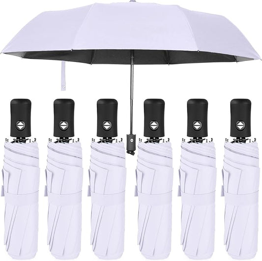 Jexine 6 Pcs Windproof Travel Umbrella for Rain Compact Small Automatic Lightweight Portable Umbrella for Men Women Backpack