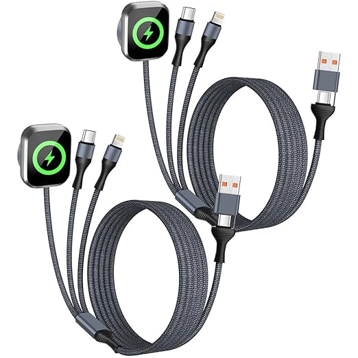 Cruise Essentials 2026, 3 in 2 Multi Charging Cable for iPhone Watch Charger/iPhone 17/IP, iWatch Charger, Travel Camping Essentials Compatible with iWatch 11-2/Ultra/iPhone 17-8,Car (2Pack,5FT)