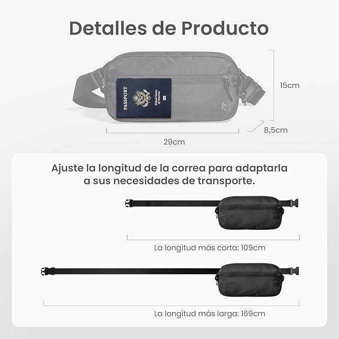 tomtoc 3.5L Sling Bag with RFID Blocking, Crossbody Bag Chest Shoulder Pack for Men and Women, Water-resistant Lightweight Casual Waist Fanny Pack for Travel/Daily Use
