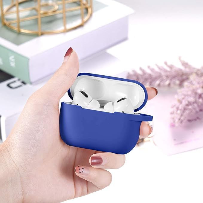 Lerobo Compatible with AirPods Pro 2 Case Cover Soft Silicone Protective Cases Cover Skin Designed for Apple AirPod Pro Charging Case, Women Men, with Keychain Front LED Visible,Glaze Blue
