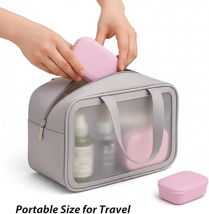 3 Pack Travel Soap Case with Lid, Leakproof Travel Soap Container, Portable Soap Holder with Removable Drain Tray for Home, Bathroom, Hiking, Camping, Outdoor (Blue, Pink, Green-n)