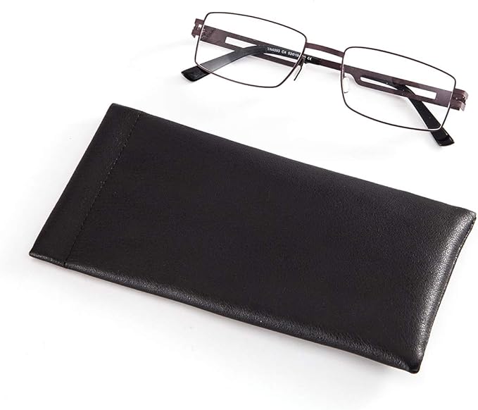 TRIUMPH VISION Squeeze Leather Sunglasses Pouch - 3 Pack Glasses Case Soft Eyeglass Sleeve Pouch Holder