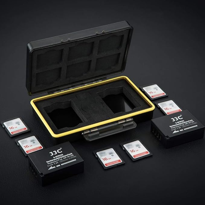 Fujifilm NP-W126 NP-W126S Camera Battery Memory Card Storage Case Holder for 6 SD Card + 2 Slots Battery, Fuji Camera Battery Box on X100VI X-T3 X-T30 X-T100 X100F X-A10 X-Pro2 X-Pro1 X-T2 X-T1 X-T20