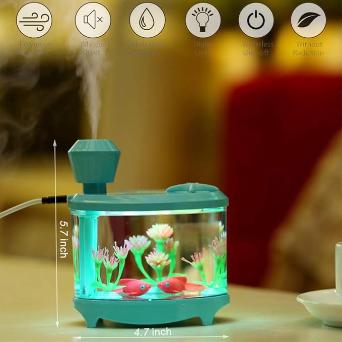 ACEBON Portable Mini Humidifier, 460ml Cool Mist Small Humidifier, USB Quiet Operation Desktop Humidifiers for Baby Bedroom Travel Office Home, 2 Mist Modes (Blue)