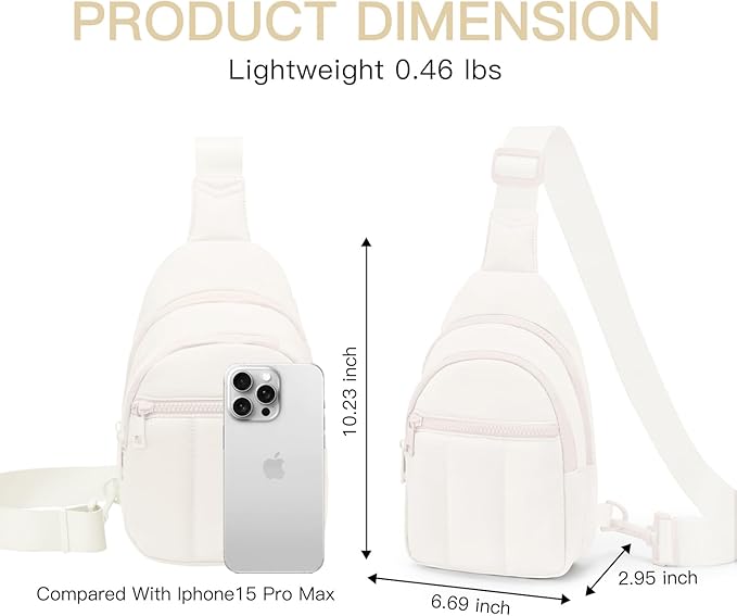 Viverte Quilted Puffer Crossbody Bags for Women Small Puffy Sling Bag Lightweight Cross Body Bubble Purse Shoulder Bag for Travel (Cream White)
