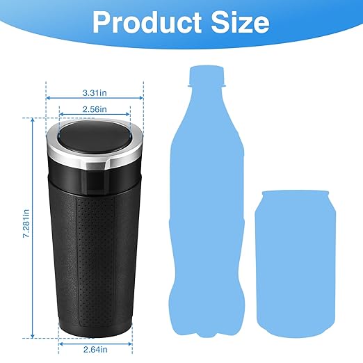 Car Trash Can Bin with Lid, Mini Leakproof Garbage Can for Vehicle, Cup Holder Trash Can, Small Trash Bin for Cars, Home, Bedroom, Office(Silver 01)