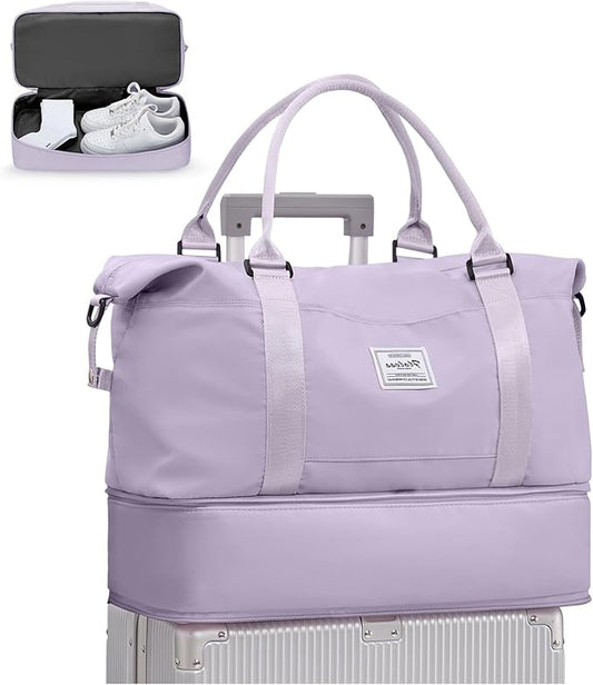 Travel Duffel Bag, Sports Tote Gym Bag, Shoulder Weekender Overnight Bag for Women