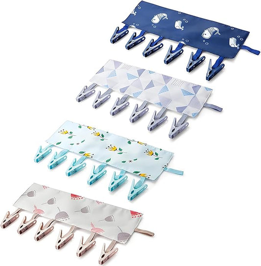 Travel Hangers Foldable with Clips, Foldable Hangers for Travel, Travels Swimsuit Drying Rack for Suitcase, Portable Travels Bathing Suit Hanger for Socks Underwear Towels Swimwear (Multicolor B)