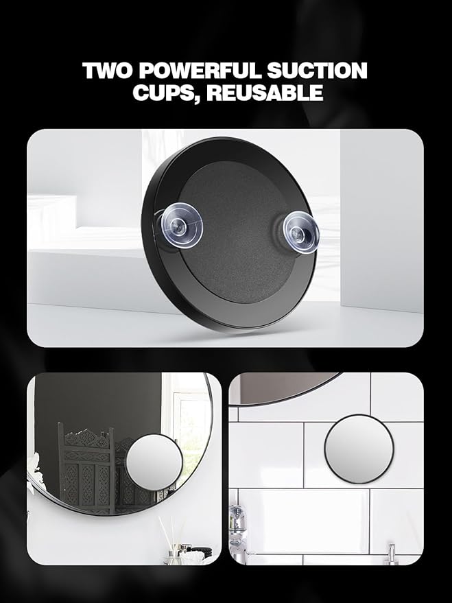 Macaki 10X Magnifying Mirror with Suction Cups and Tweezers Set, 3.5 inches Magnified Makeup Mirror, Black, 1PC