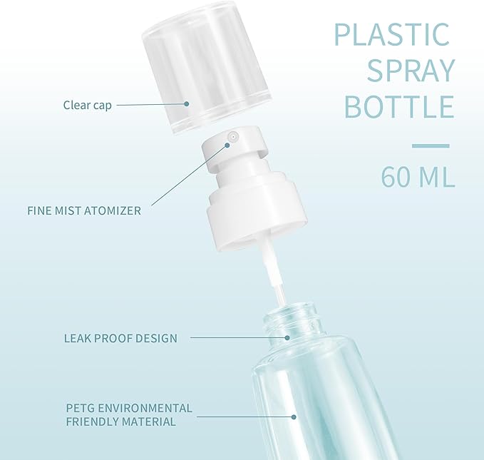 27 Pcs Travel Spray Bottle 60ml/2oz Leak Proof Fine Mist Spray Bottles Empty Mini Makeup Face Spray Bottle Clear Refillable Travel Containers for Perfume Cosmetic Essential Oil, 3 Color(360pcs Labels)