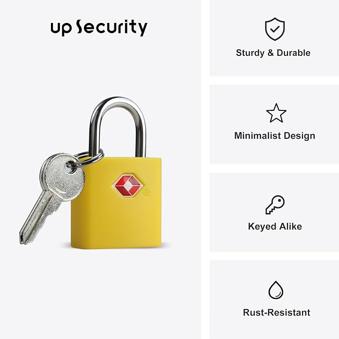 TSA Locks for Luggage, Keyed Alike Luggage Locks TSA Approved 4 Pack, Small Padlock with Key, Padlocks with Keys for Suitcase, Backpack, Bag Zipper, Tool Box, Case, Travel Essentials
