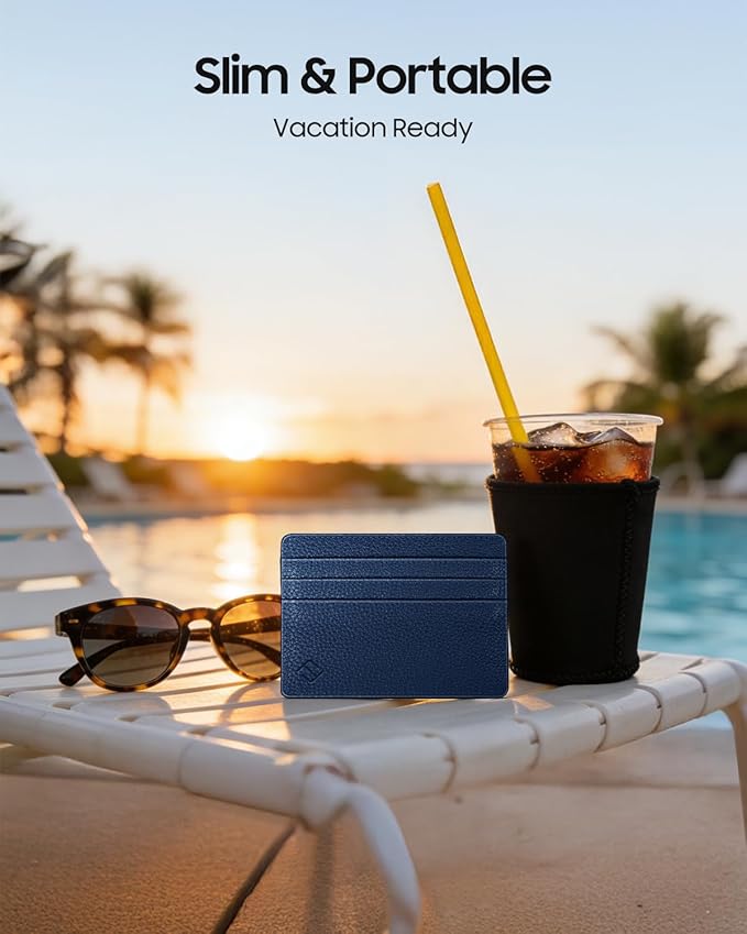 FINTIE Slim Minimalist Front Pocket Wallet, RFID Blocking Credit Card Holder Card Cases with ID Window for Men Women, Navy