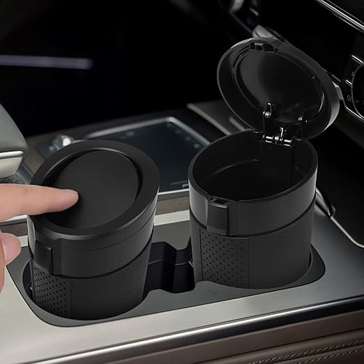 Car Trash Can Bin with Lid - 2 Packs Mini Car Garbage Can Cup Holder-Black Small Leakproof Vehicle Trash Garbage Can Bin-Automotive Car Organizers and Storage for Back Seat SUV Truck Accessories