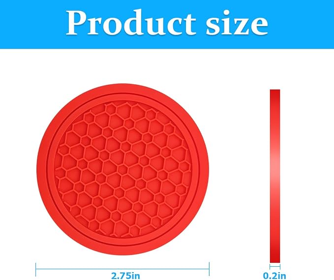 Mandark 2PCS Car Cup Holder Coasters, 2.75 Inch Non-Slip Insert Water Bottle Holder Pads, Dustproof Automotive Interior Accessories Mat, Universal for Vehicles, Trucks, RVs and More(Red)