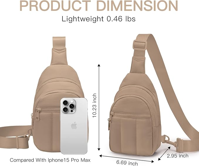 Viverte Quilted Puffer Crossbody Bags for Girls Gifts for Teen Girls Sling Bag Lightweight Cross Body Bubble Purse Shoulder Bag for Travel (KHAKI)