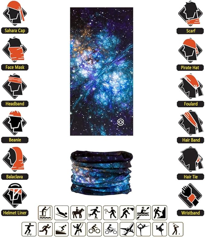 VANCROWN Headband Neck Gaiter Head Wrap Headwear Face Mask Magic Scarf Bandana for Men and Women