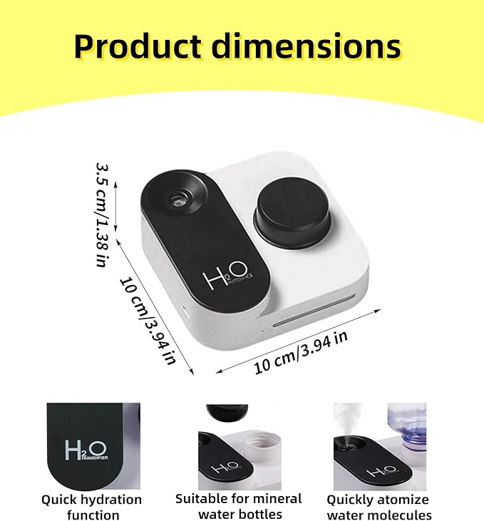 Portable Desk Nano Humidifier for Travel with Auto Shut-Off Nightlight USB Rechargeable Large Spray Quiet 23dB for Home Office Car Hotel Plant Bedroom