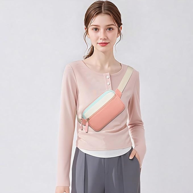 Fanny Pack Birthday Graduation Gifts for 7 8 9 10 11 12 13 Year Old Teen Girls Her Kids, Preppy Cute Trendy Stuff Colorblock Crossbody Bag Adjustable Belt Bags for Travel Essentials