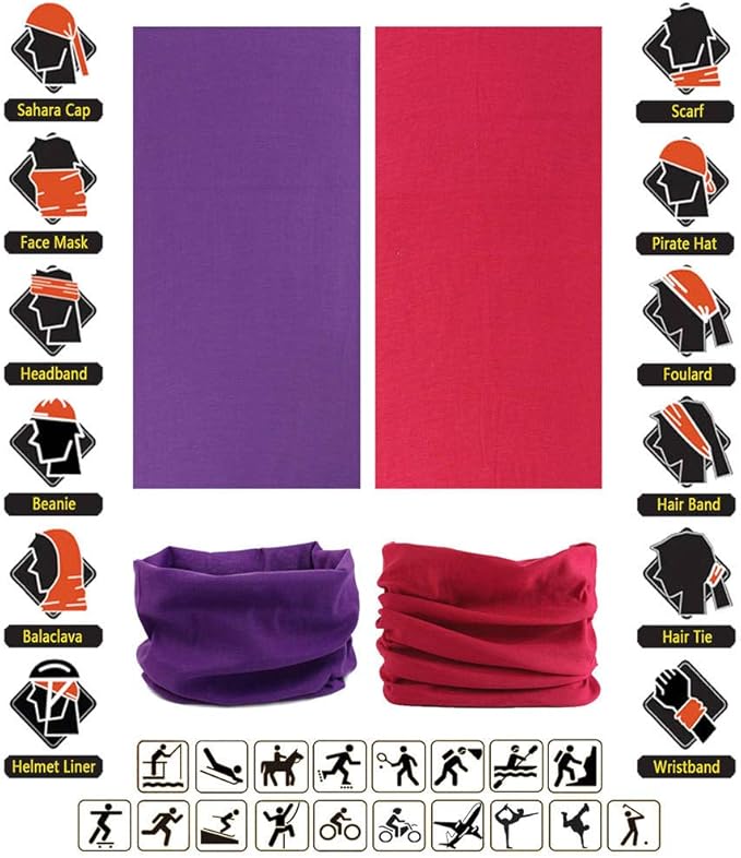 VANCROWN Headband Neck Gaiter Head Wrap Headwear Face Mask Magic Scarf Bandana for Men and Women
